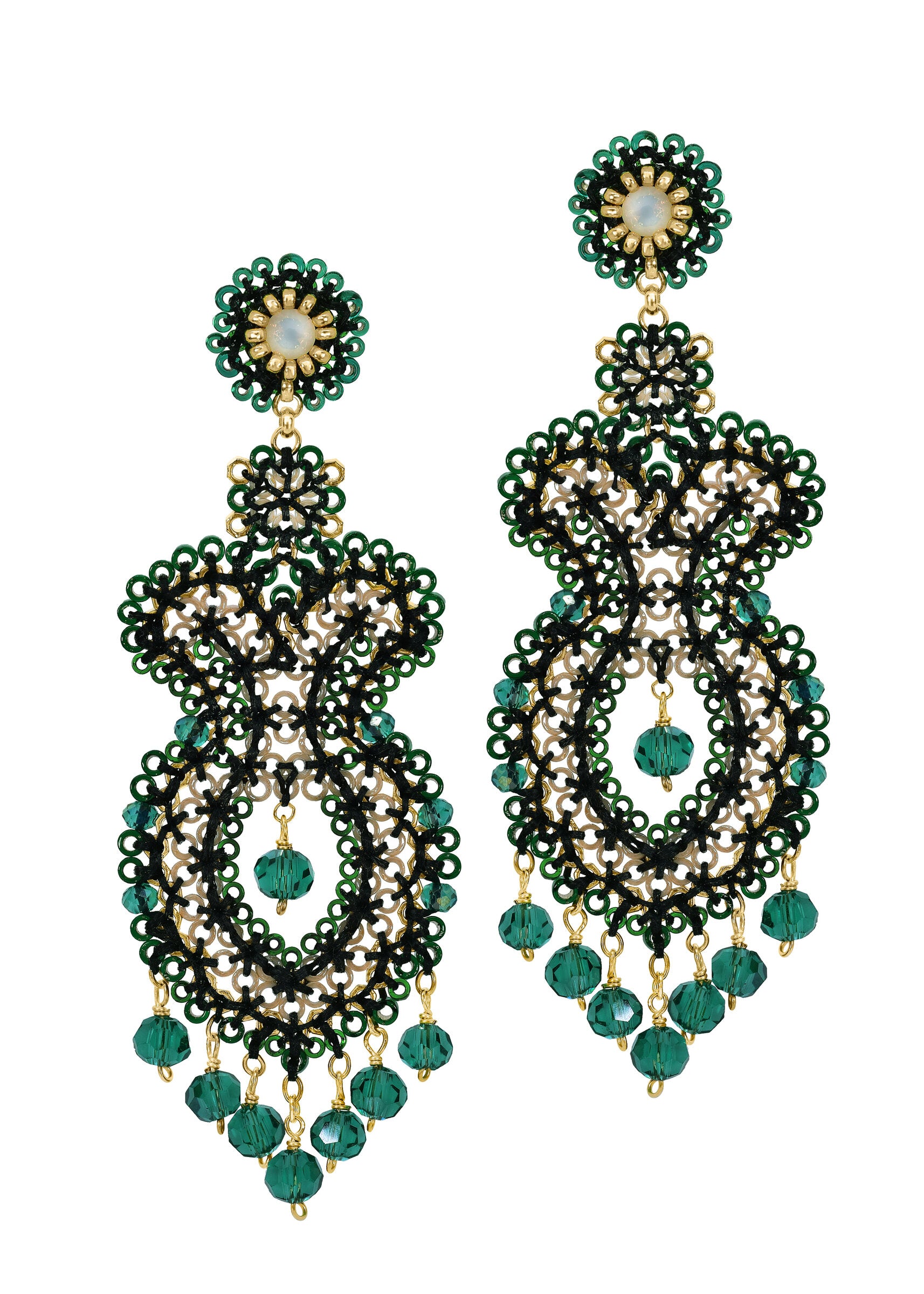 Green and Black Amphora Earrings