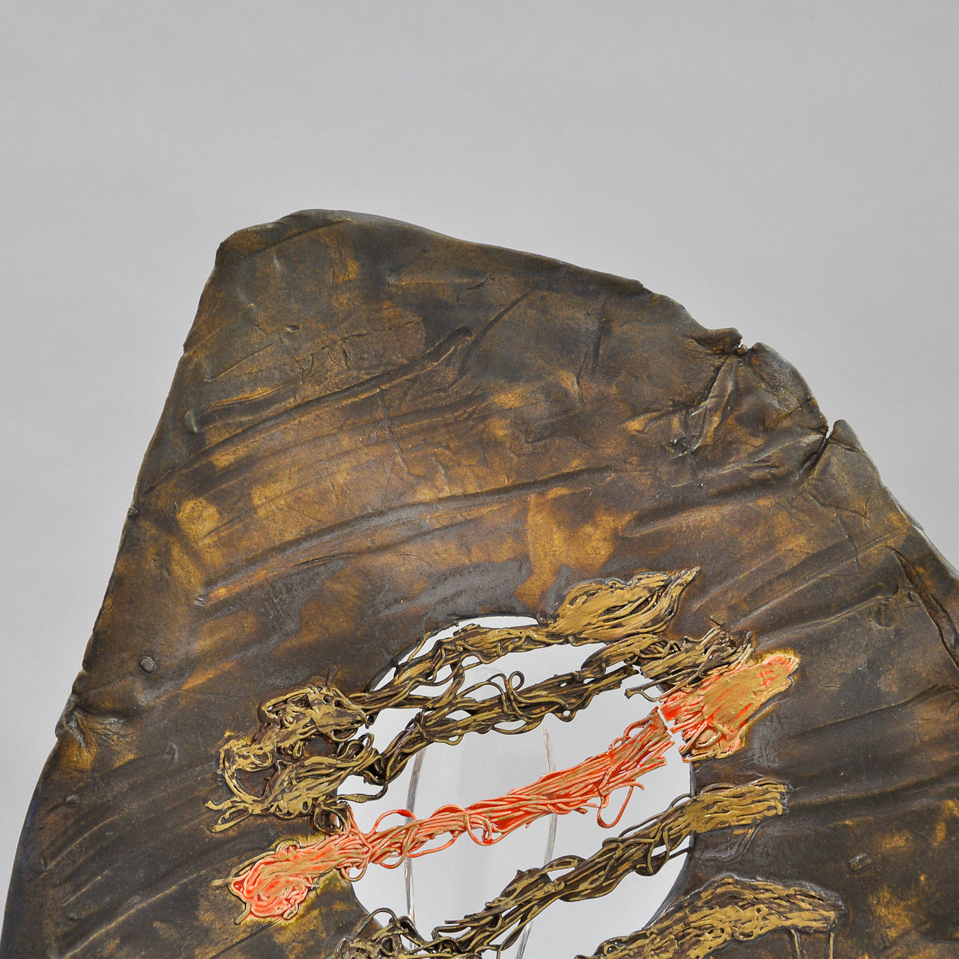 Matte Bronze Platter with Multi-Color Center