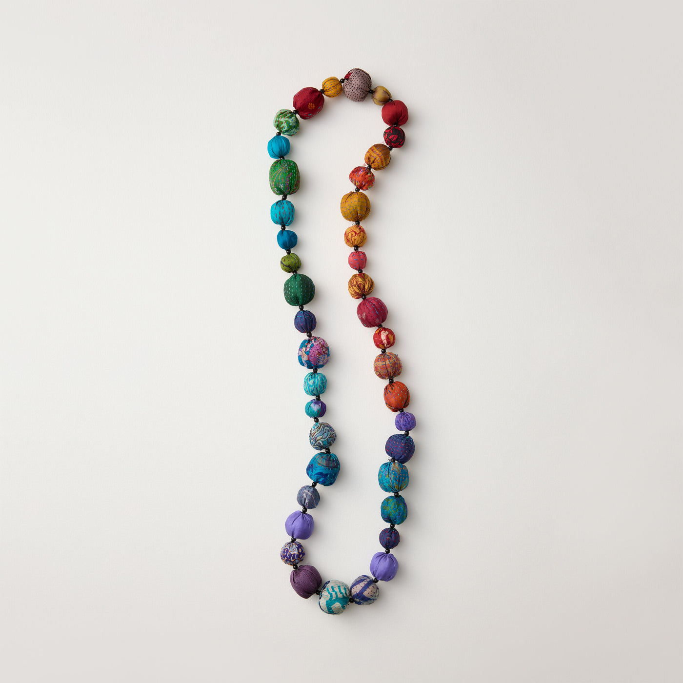 Long Rainbow Kantha Necklace