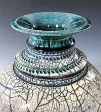Snow Tracks Raku Vase