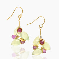 Prehnite & Sapphire Gold Earrings