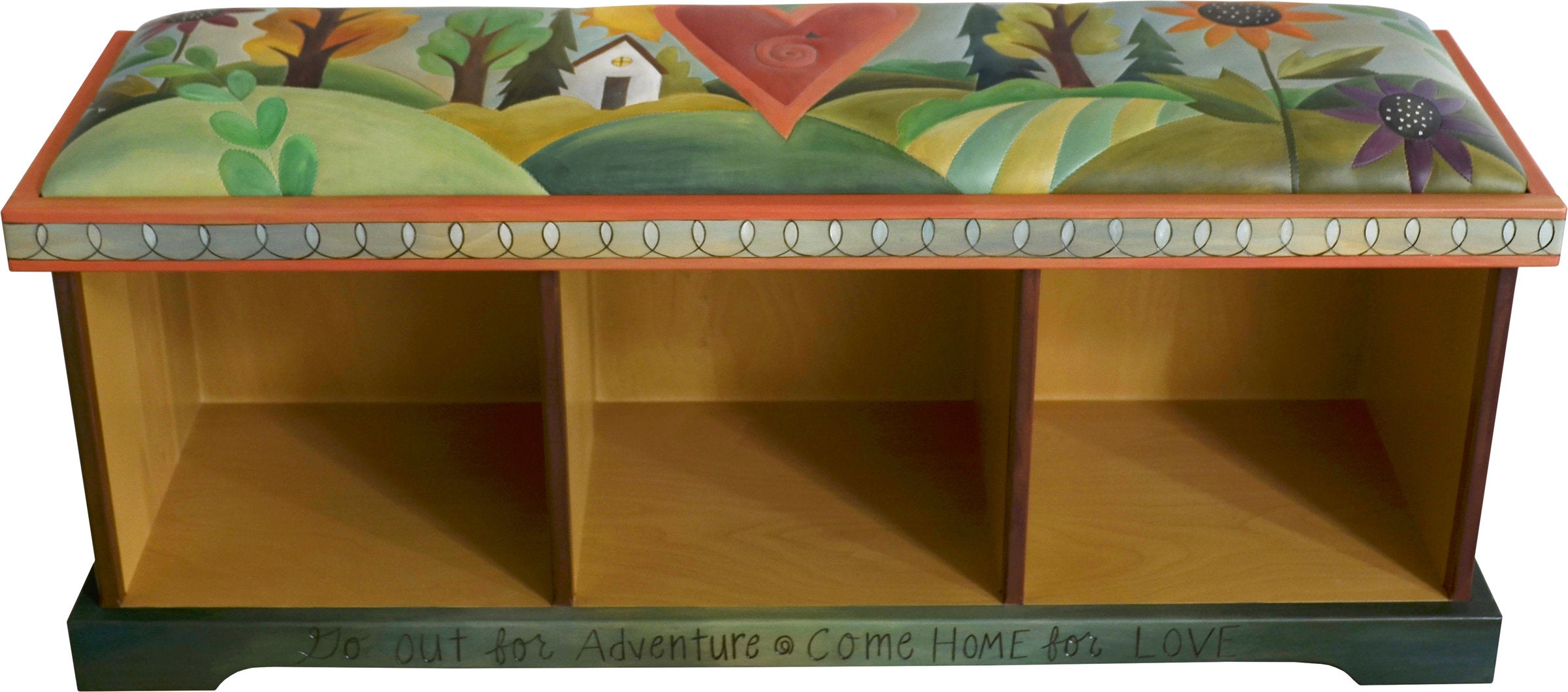 Go Out for Adventure Leather Top Storage Bench