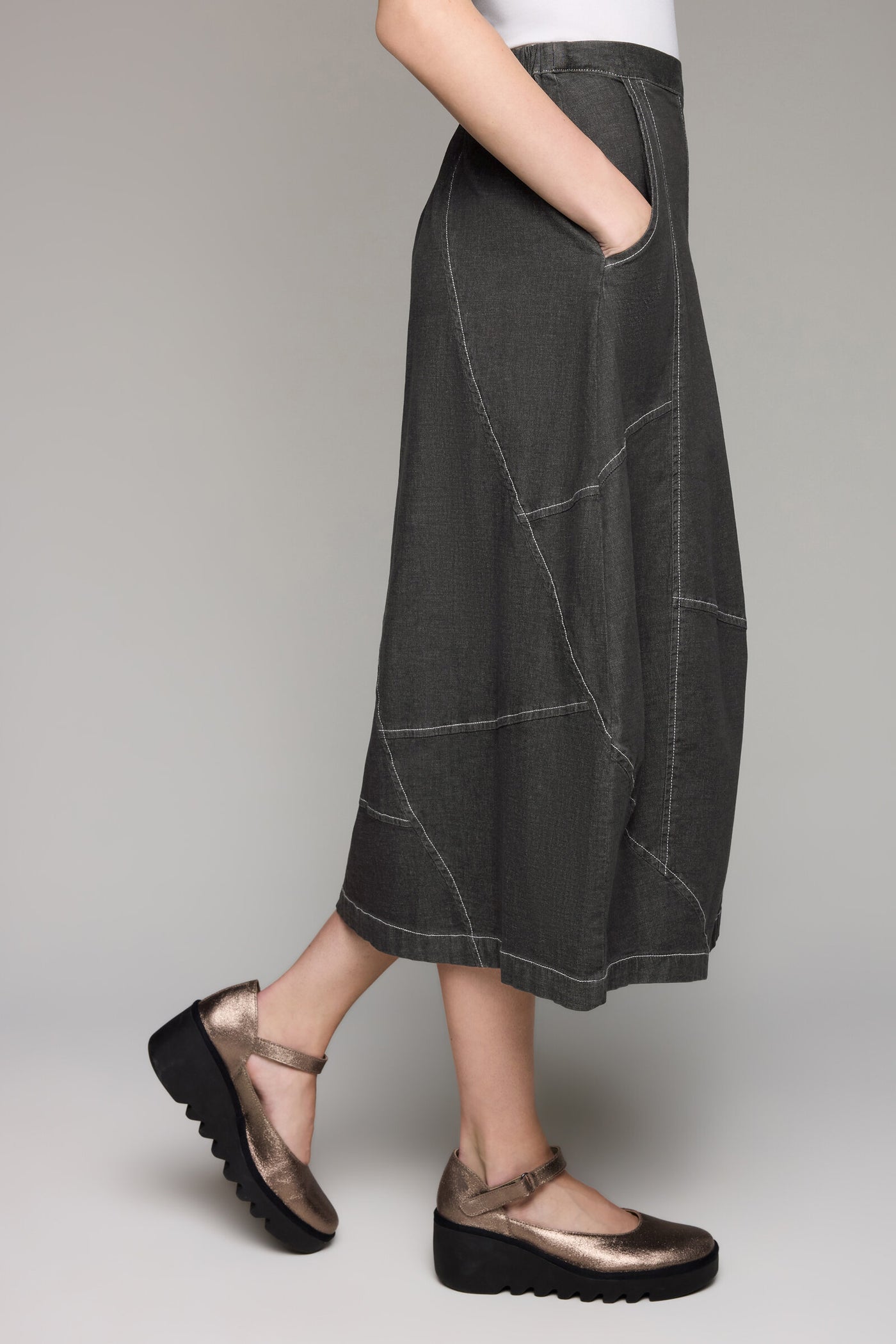 Washed Denim Pieced Skirt