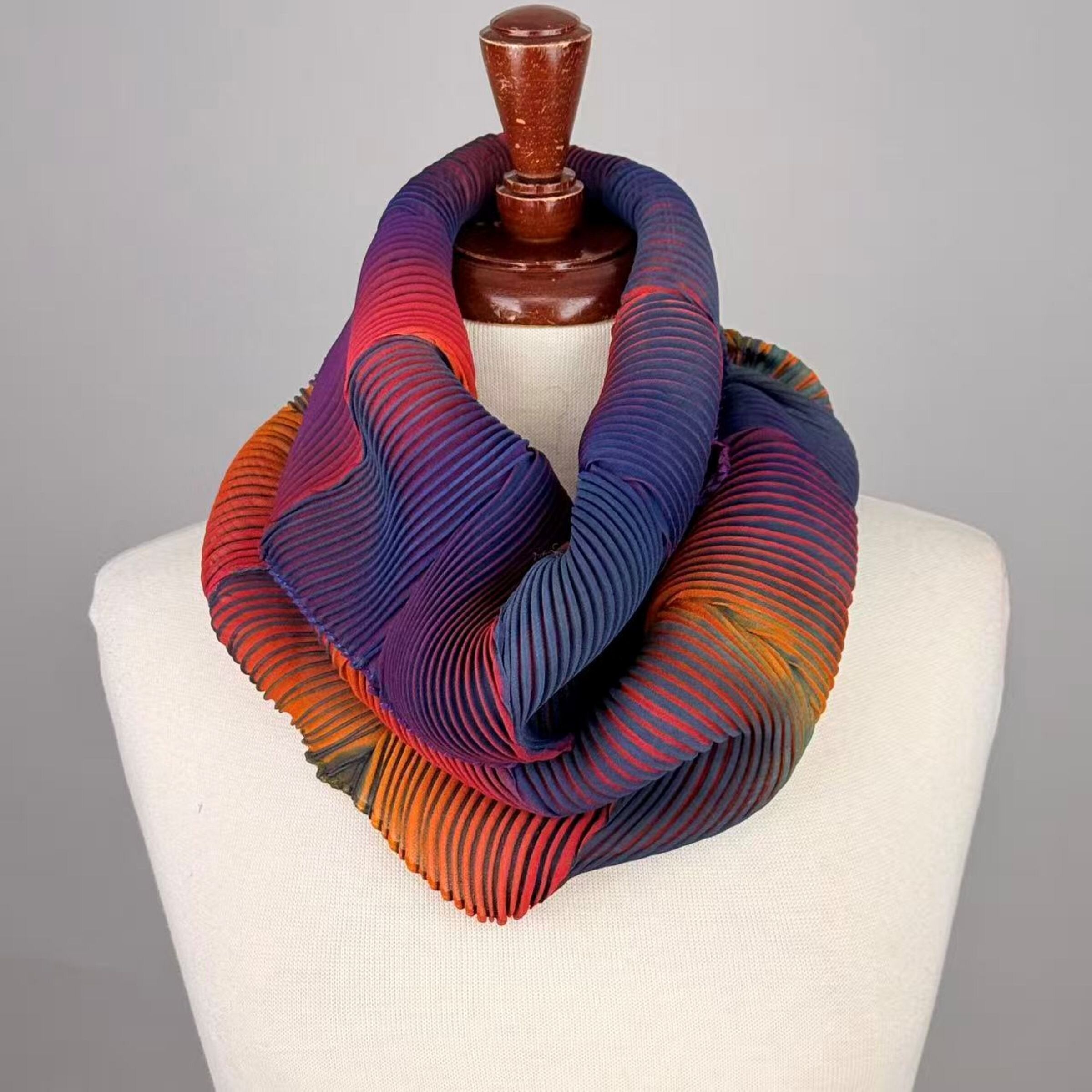 Pleated Silk Loop Scarf