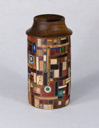 Wood Mosaic Vessel with Teak Top