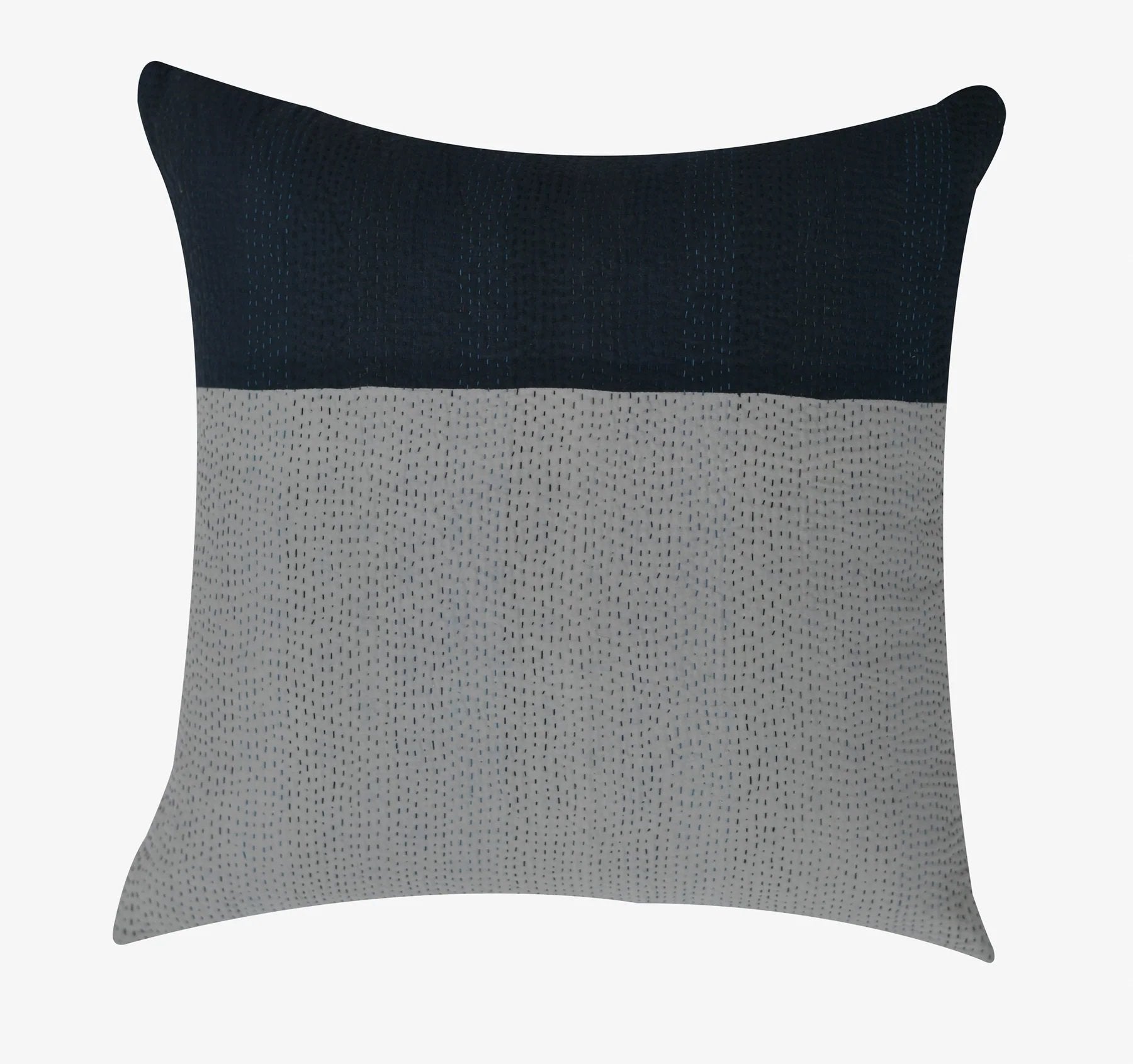Monotone Ikat Vintage Kantha Square Pillow