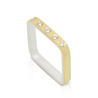 Single Gold, Sterling and 5 Diamond (.10ct) Guard Ring