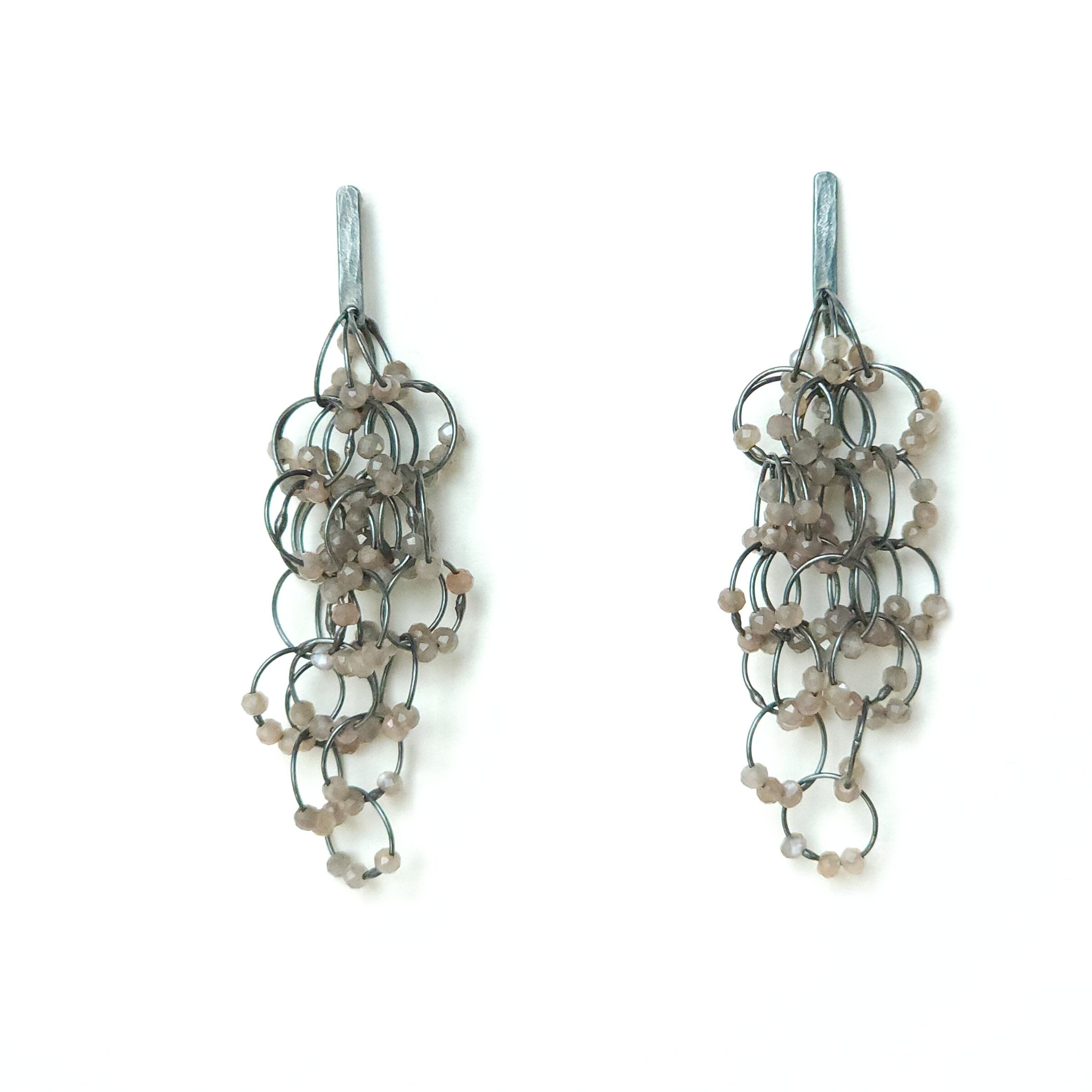 Mauve Moonstone Delicate Tangle Earrings II