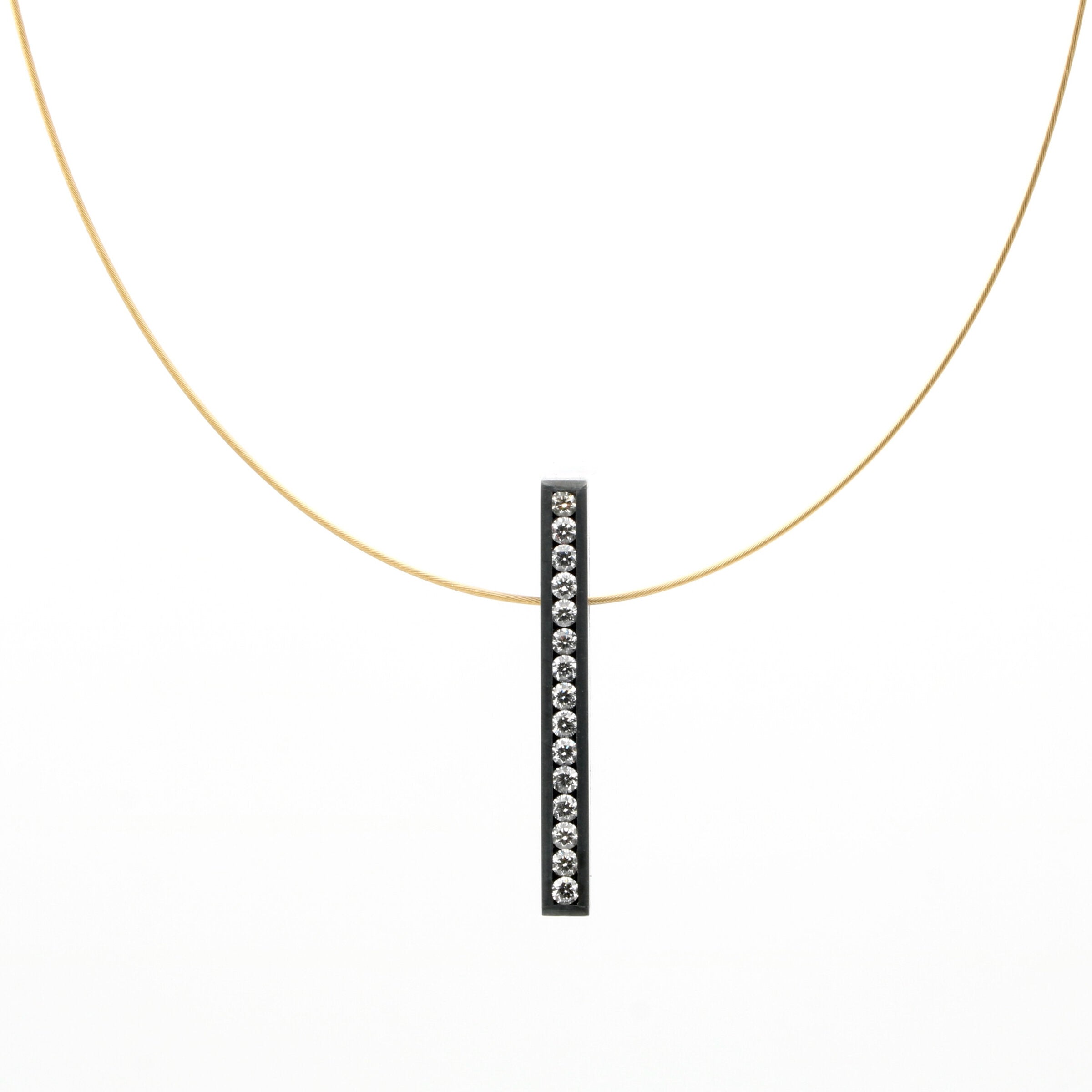 Oxidized Diamond Box Pendant