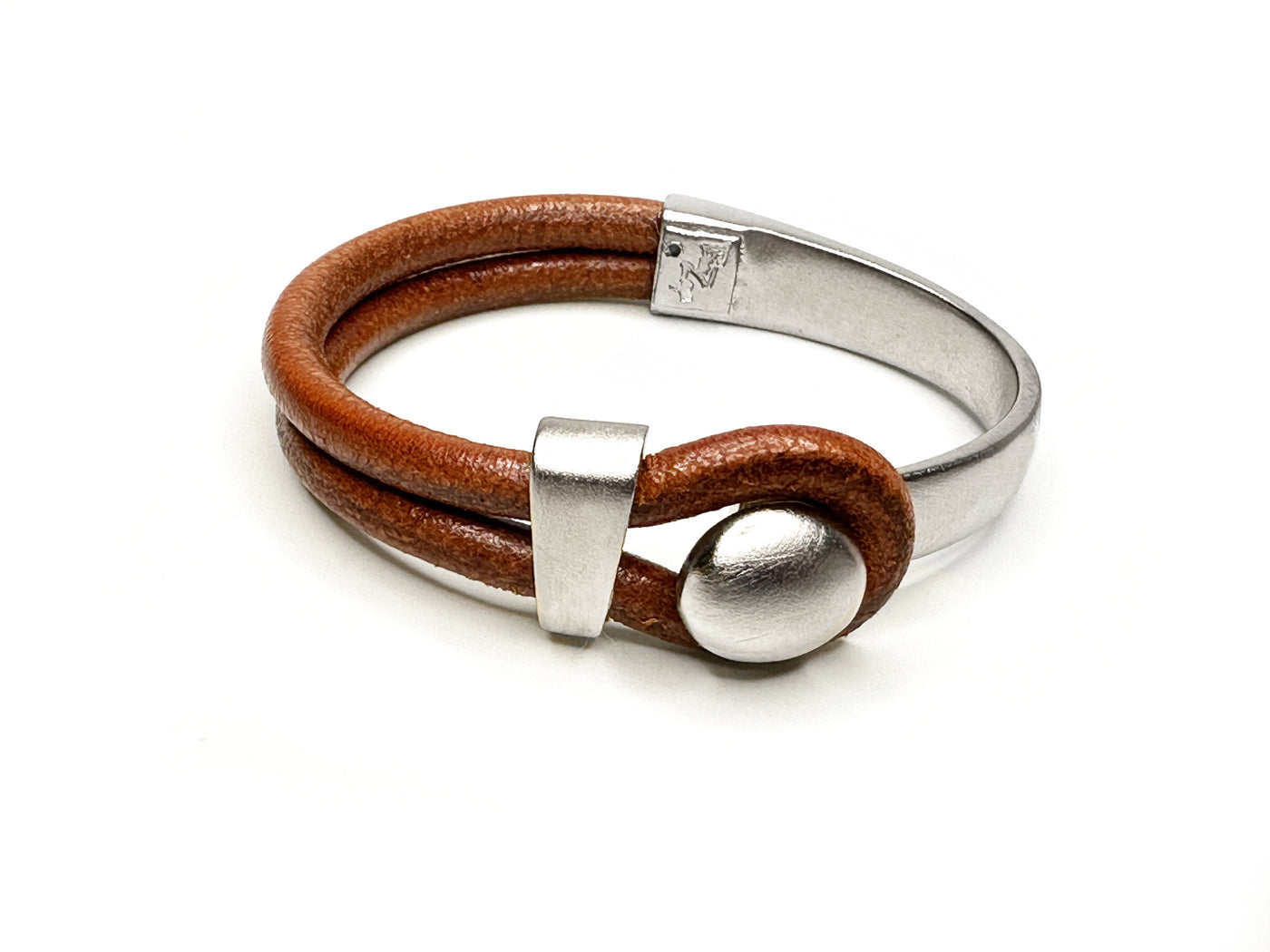 Brown/Silver Lasso Knob & Slide Bracelet