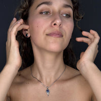 Silver Sapphire & Diamond Pendant