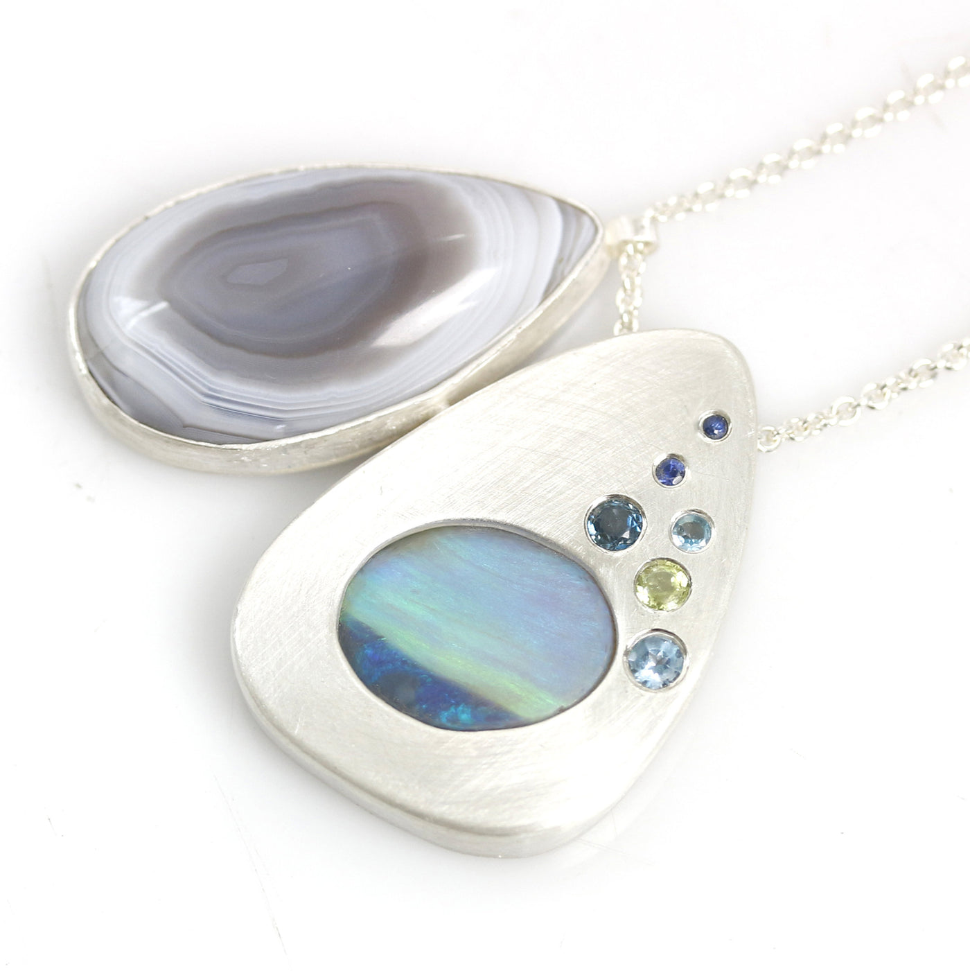 Stone Petals Necklace in Opal and Botswana Agate