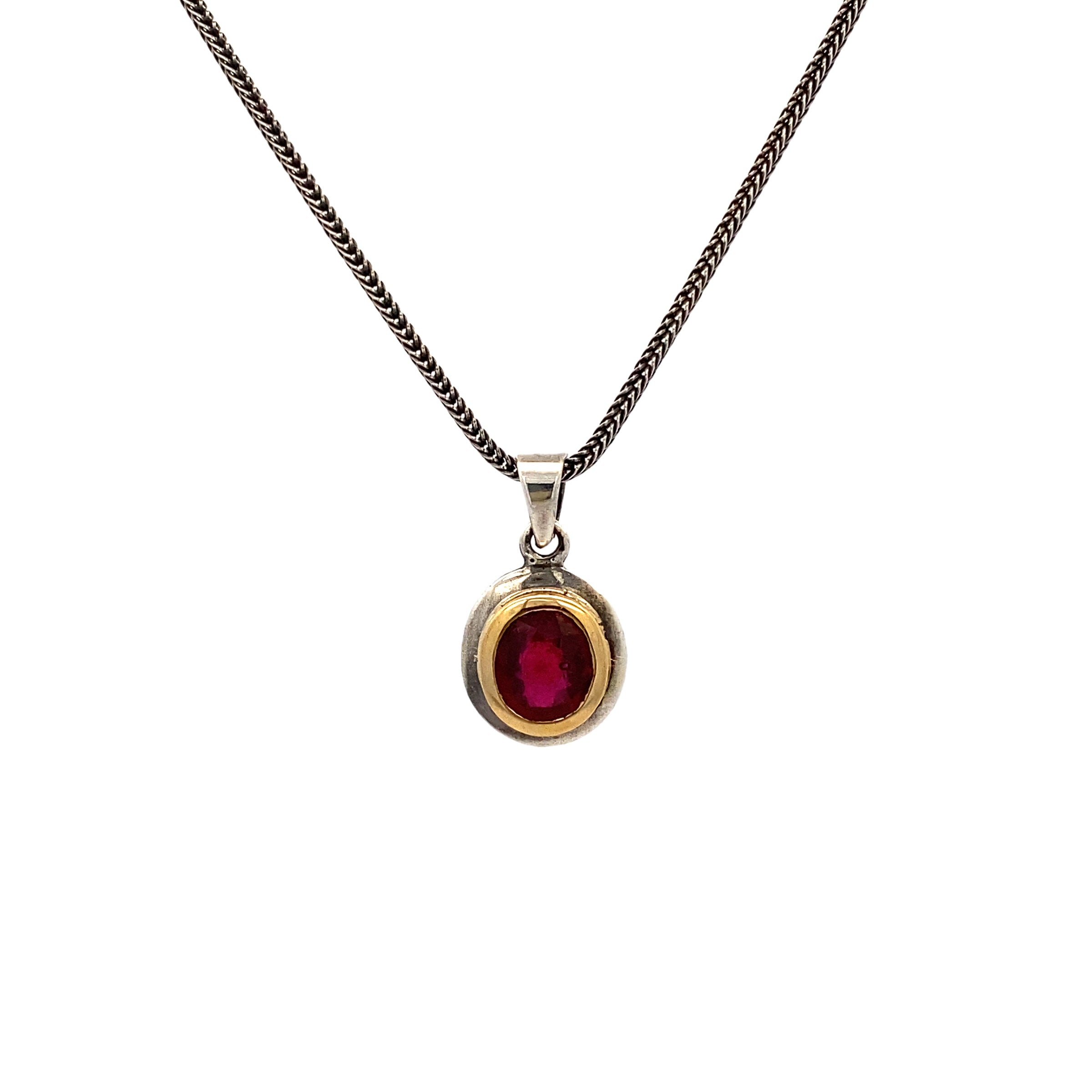 Ruby, Silver & Gold Pendant