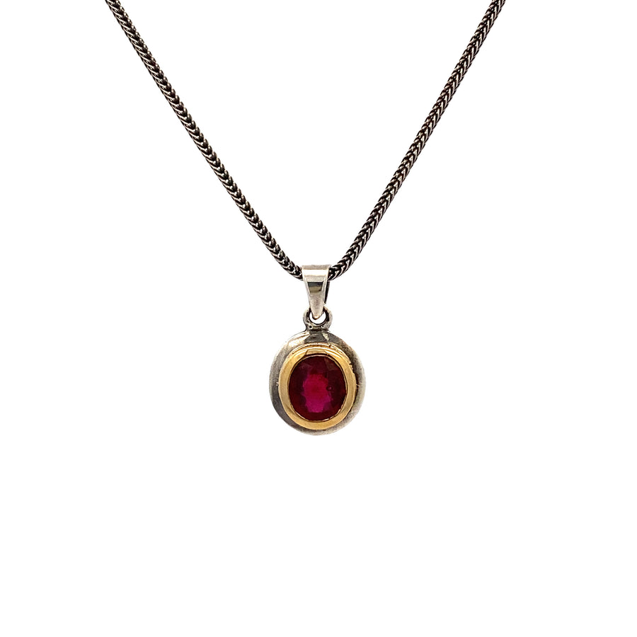 Ruby, Silver & Gold Pendant