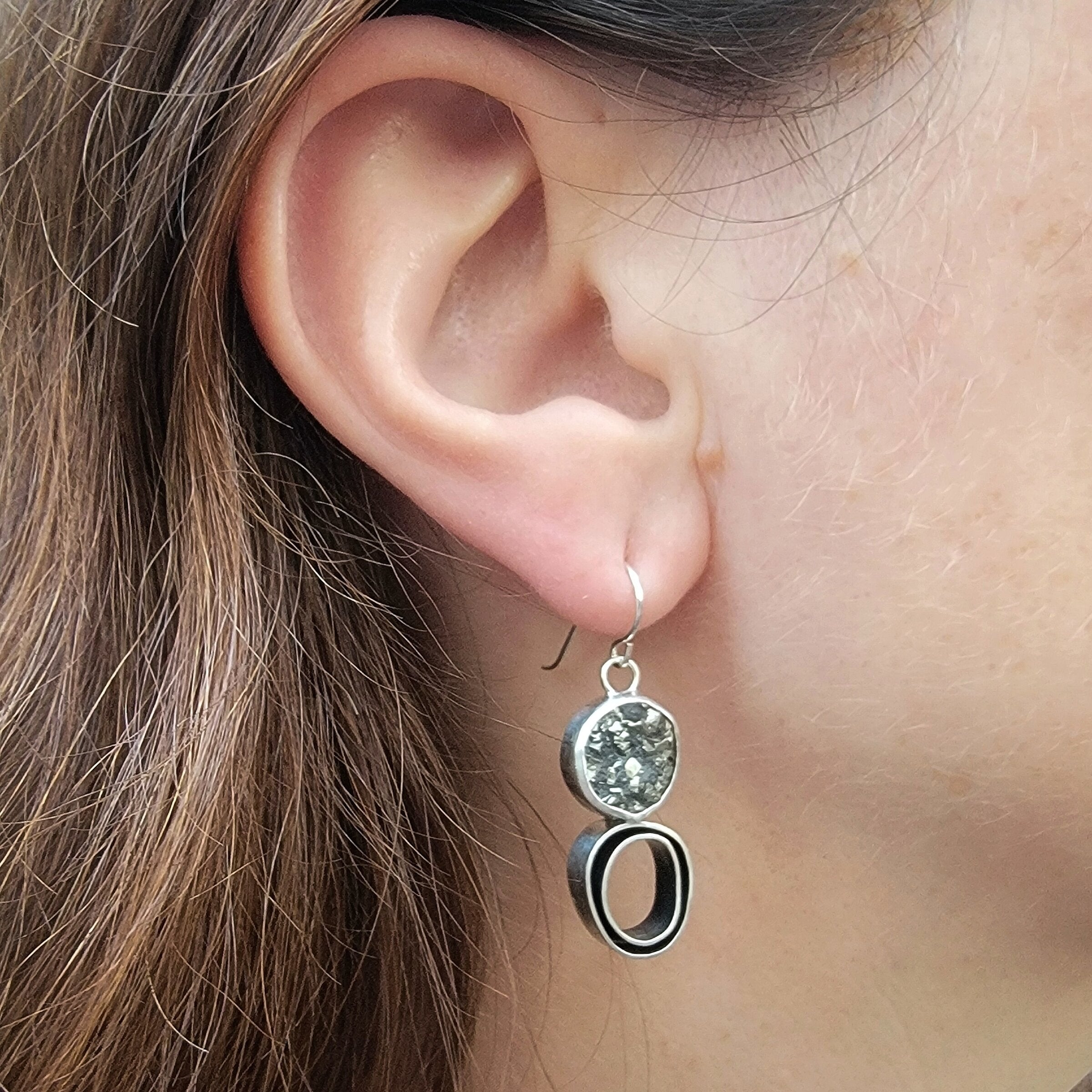 Pyrite-in-Slate Organic Earrings