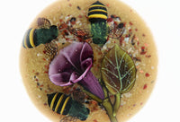 Bumblebee Trio with Morning Glory Miniature Paperweight