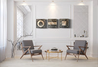Circle Line Square Gray and Silver Wall Squares