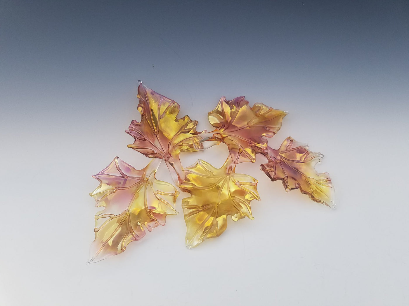 Set of Five Glass Leaves