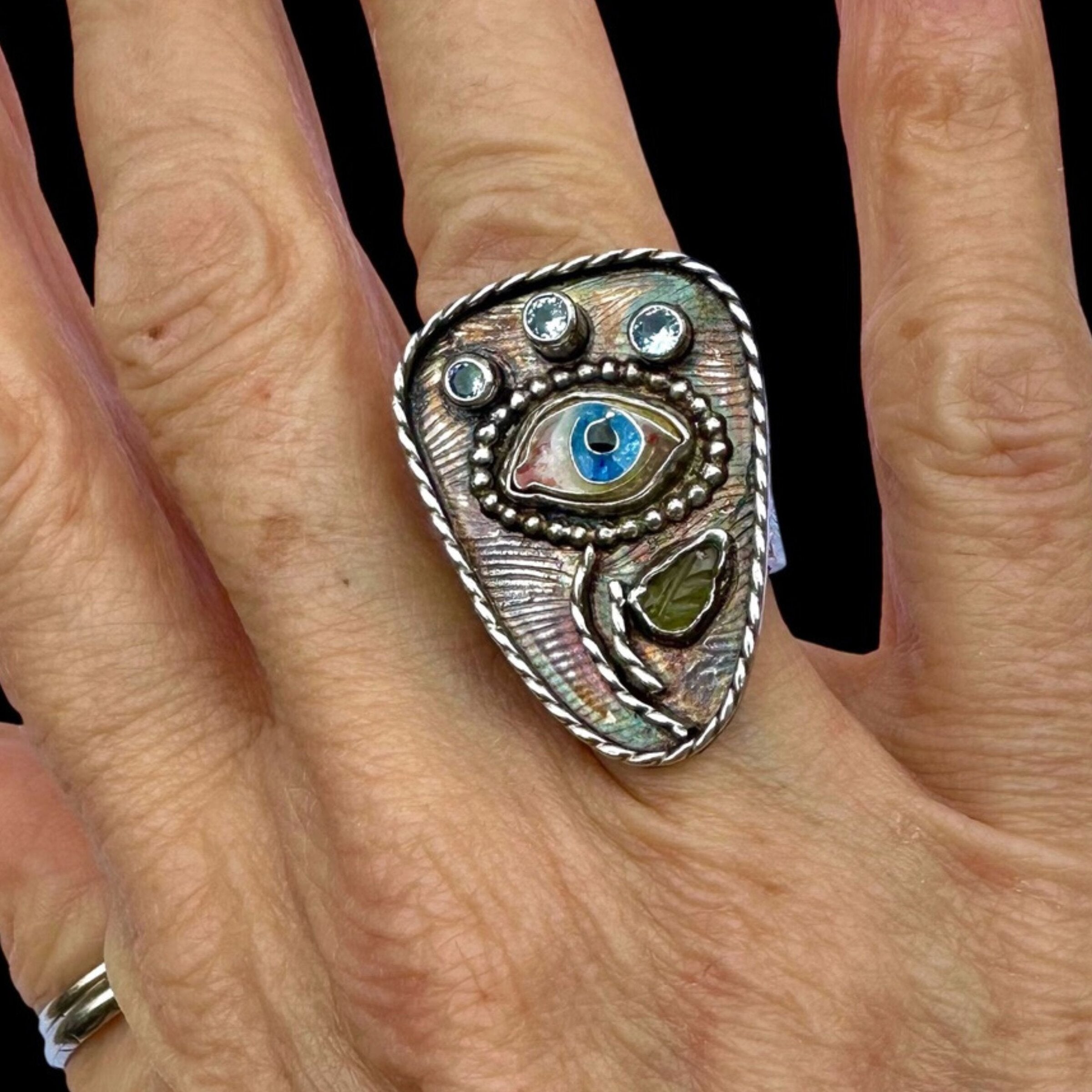 Blooming Evil Eye Talisman Ring