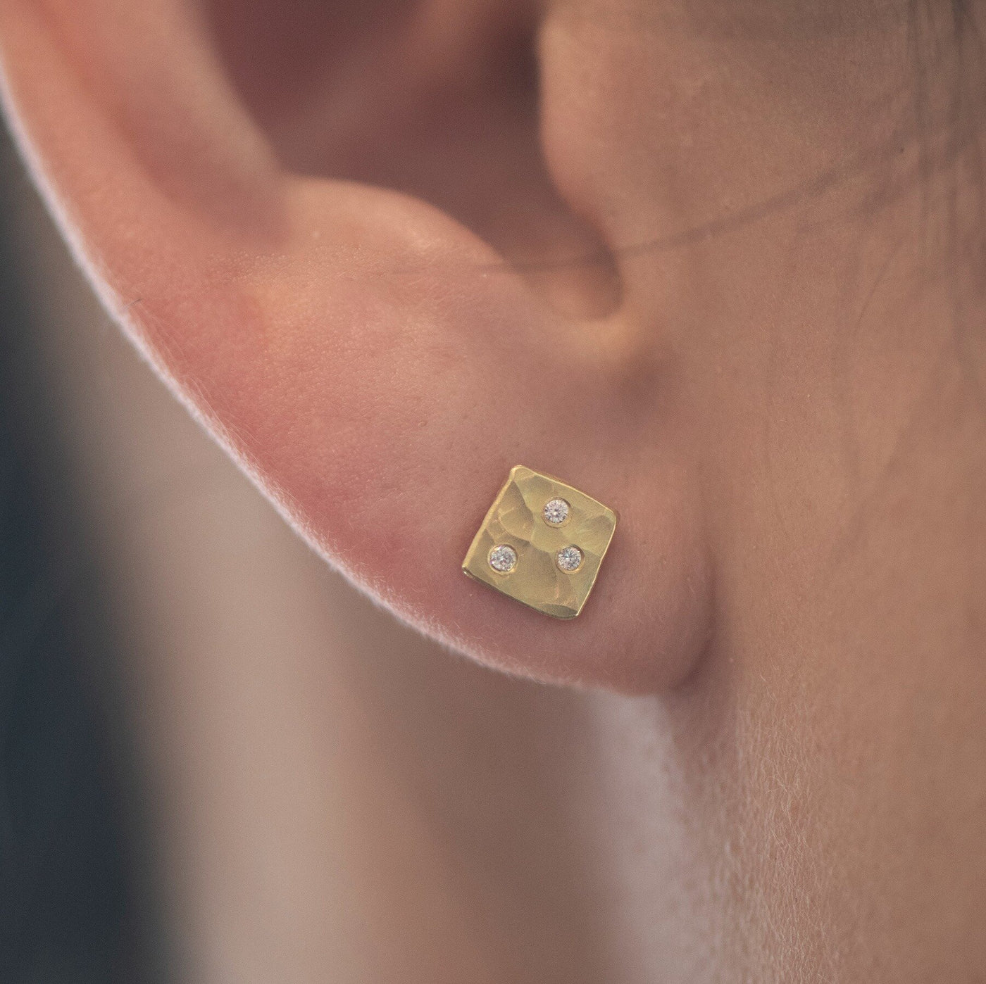 Square Gold and Diamond Studs