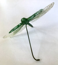 Vibrant Green Dragonfly with Clear Tinted Wings
