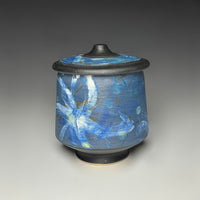 Painterly Lidded Jar in Azure