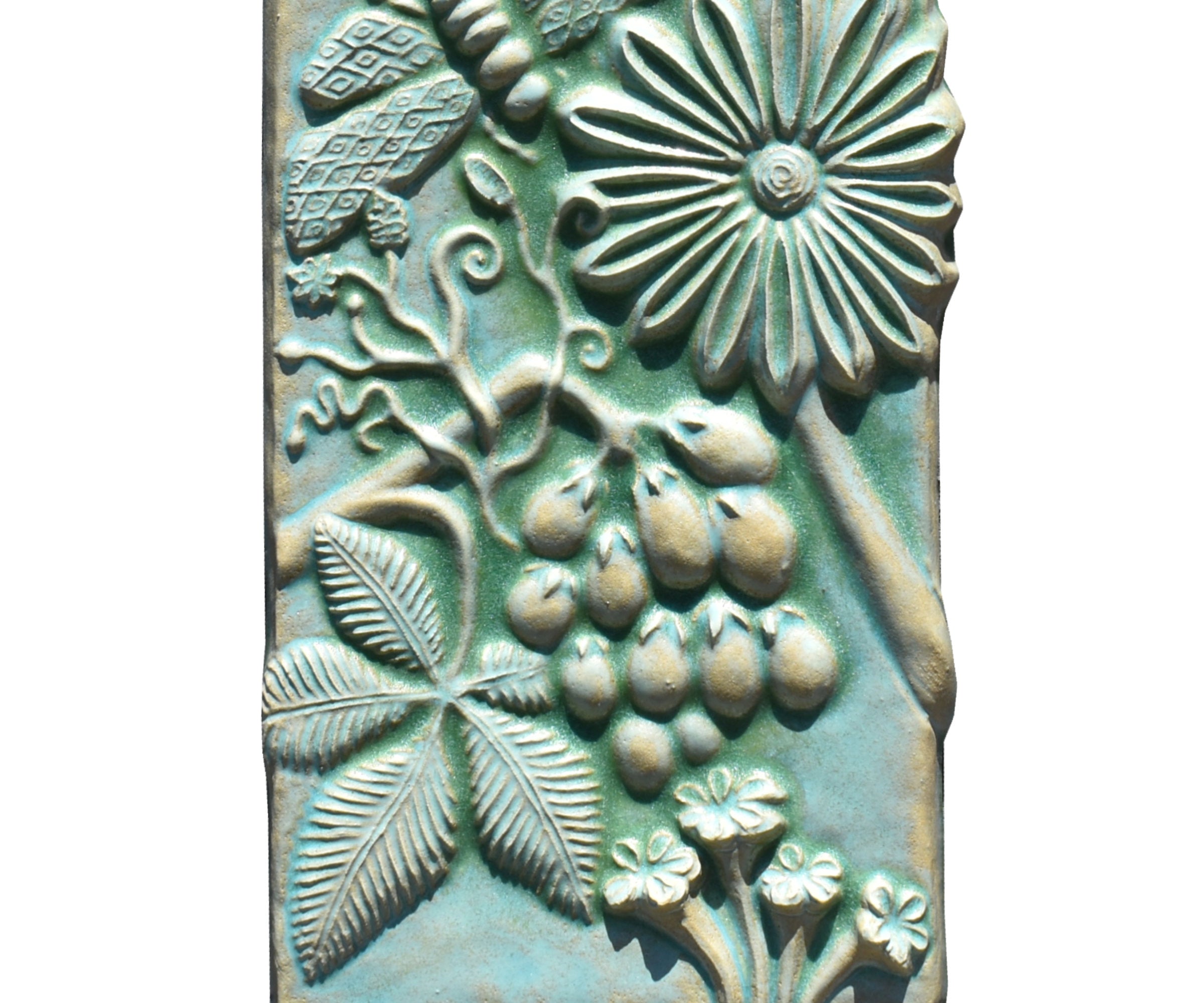 Botanical Tile in Patina Green Glaze