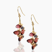 Signature Garnet Marquise and Tanzanite Gold Earrings