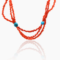 Coral & Turquoise Three-Strand Necklace