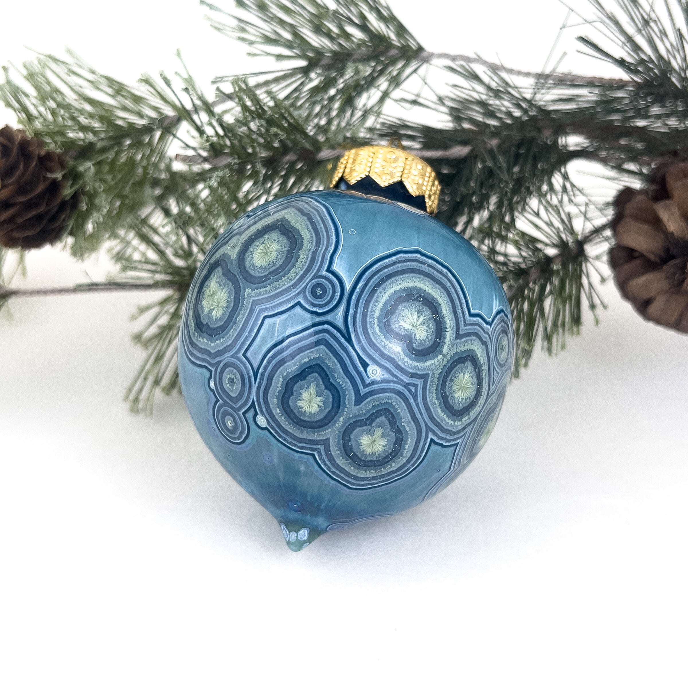 Crystalline Bauble Ornament, Morning Blue