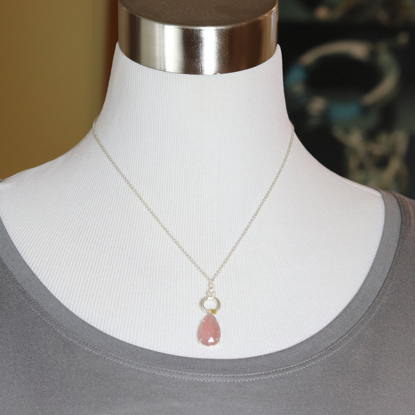 Pink Sapphire Leaf Pendant