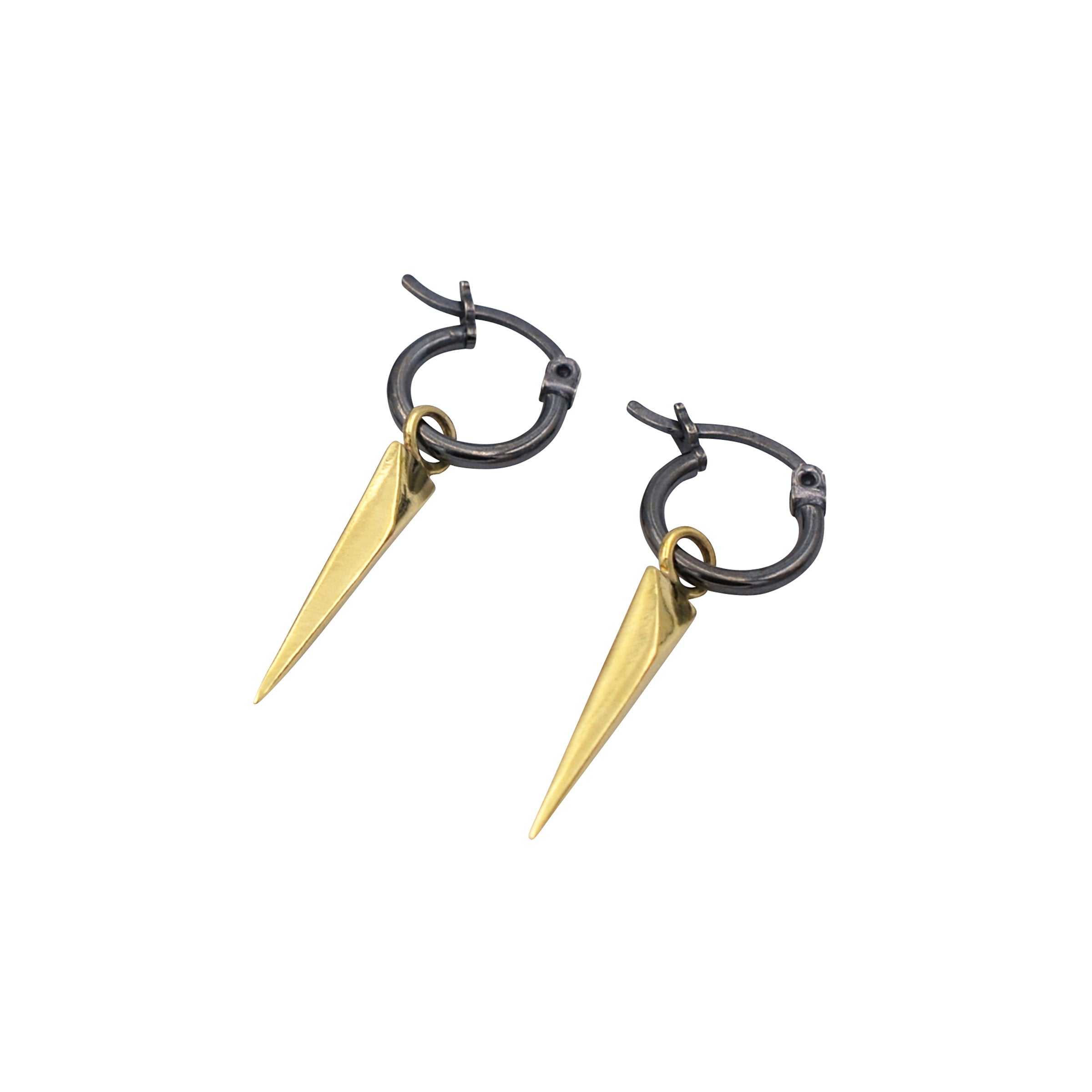 Oxidized Hoops with 10k Gold