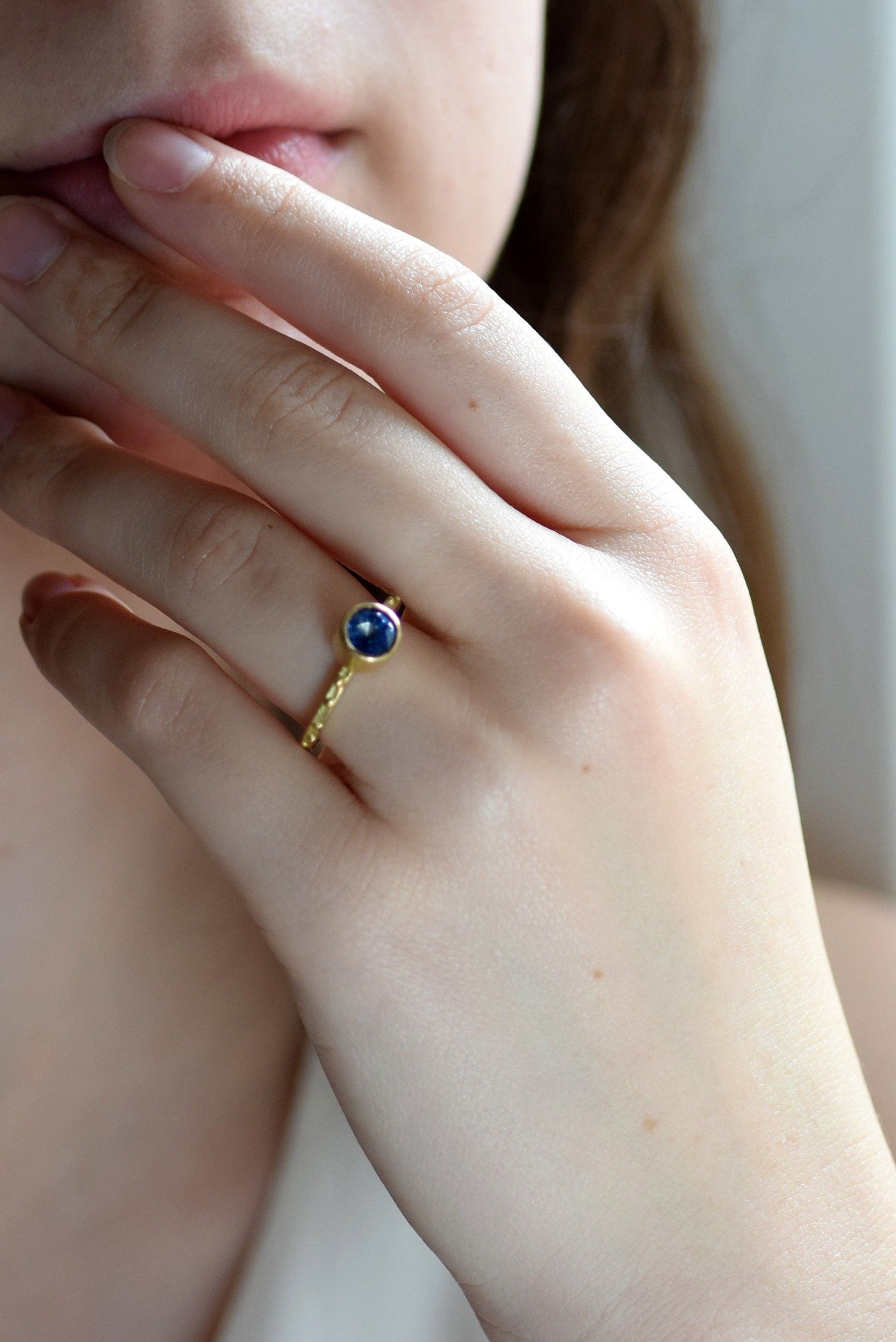 Blue Sapphire 18K Stacking Ring