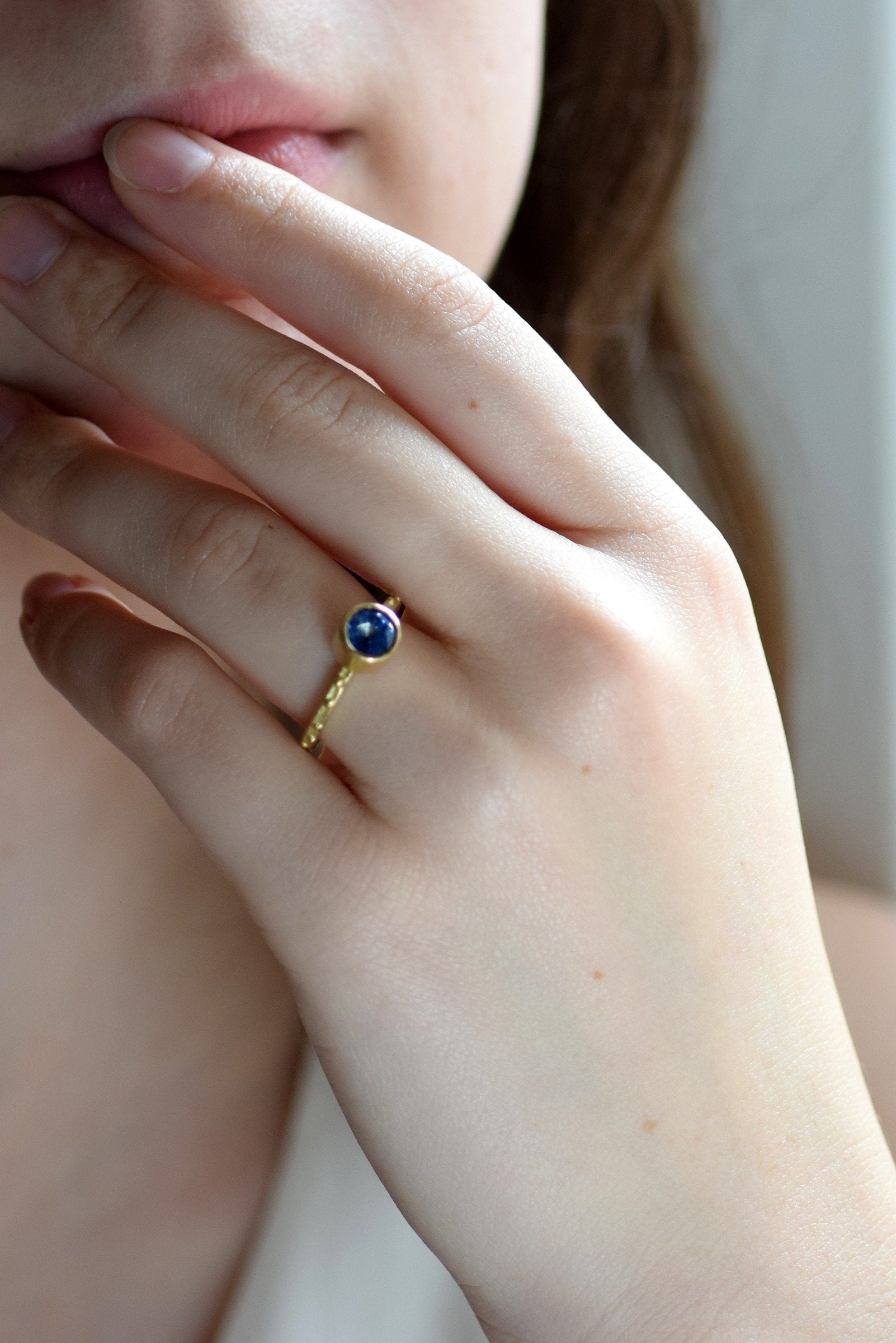 Blue Sapphire 18K Stacking Ring
