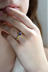Blue Sapphire 18K Stacking Ring