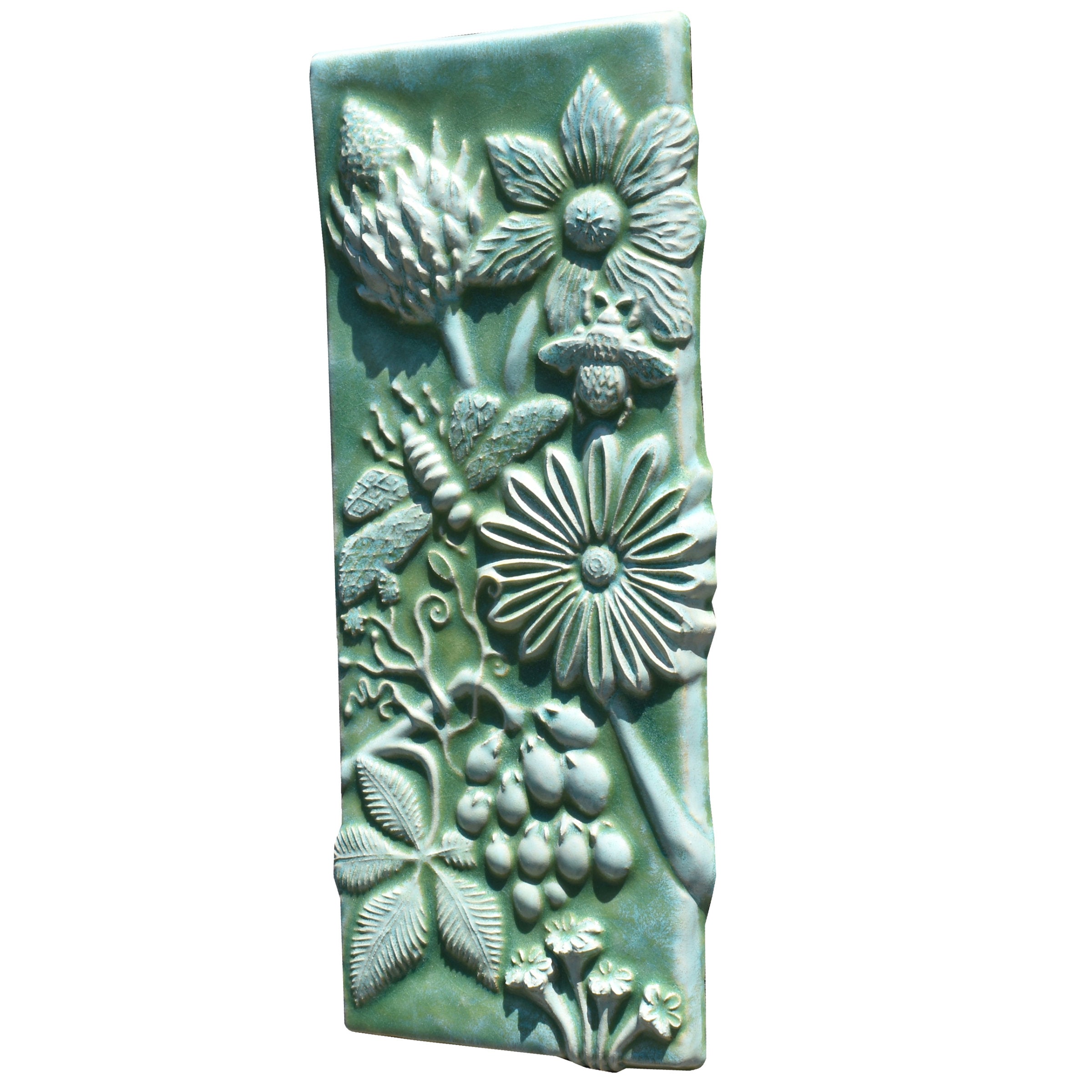 Botanical Tile in Patina Green Glaze