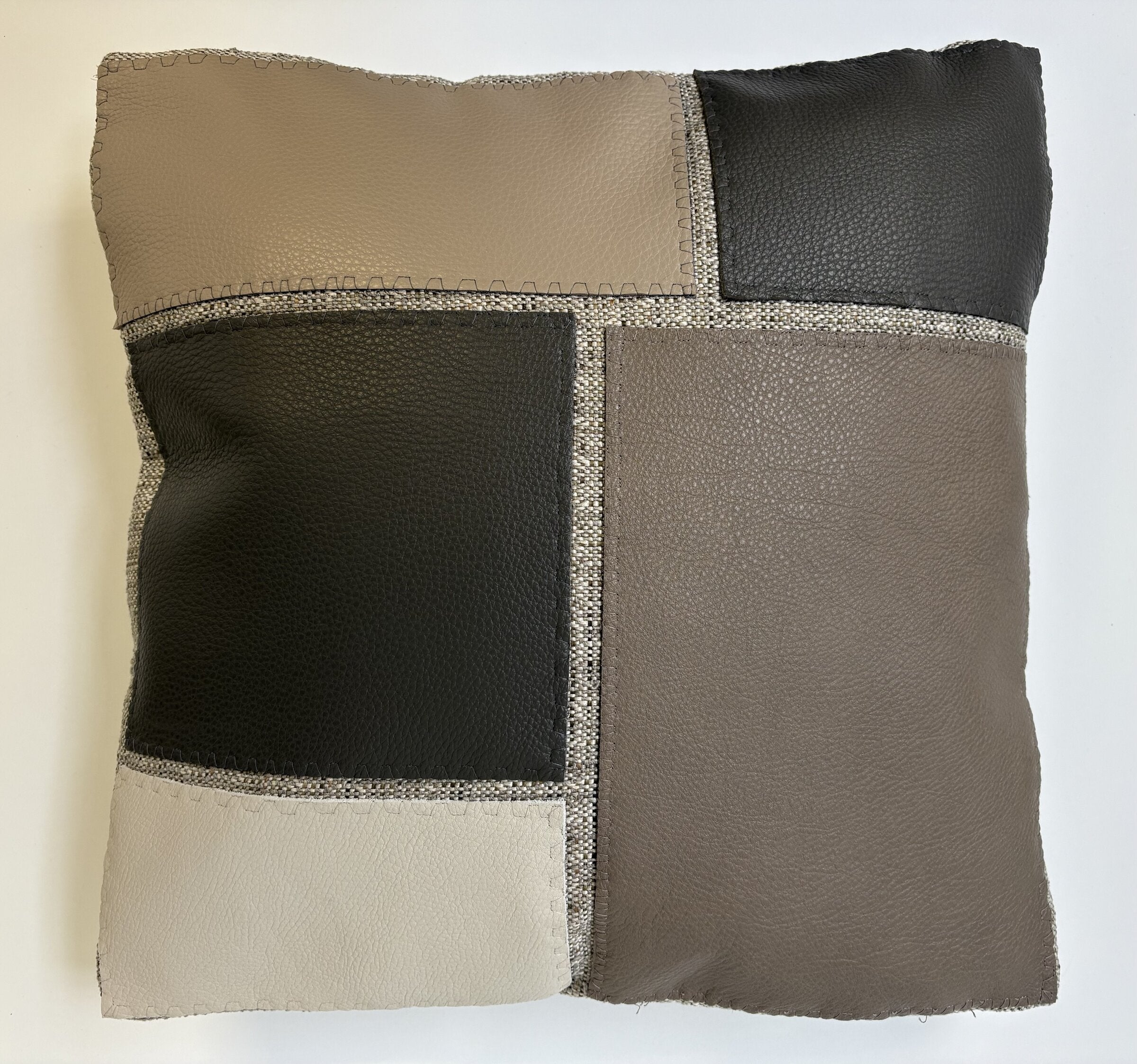 Leather Appliqued Color Block Pillow #2