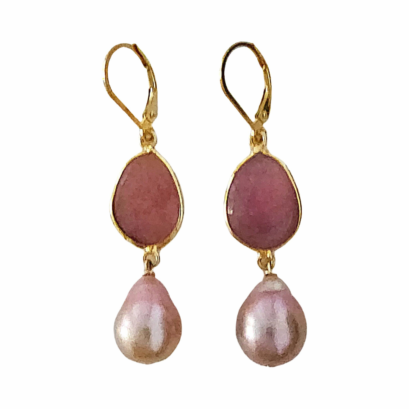 Large Pink Sapphire & Edison Drop Earrings