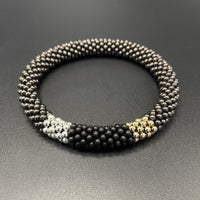Gunmetal, Silver, and Gold Bangle