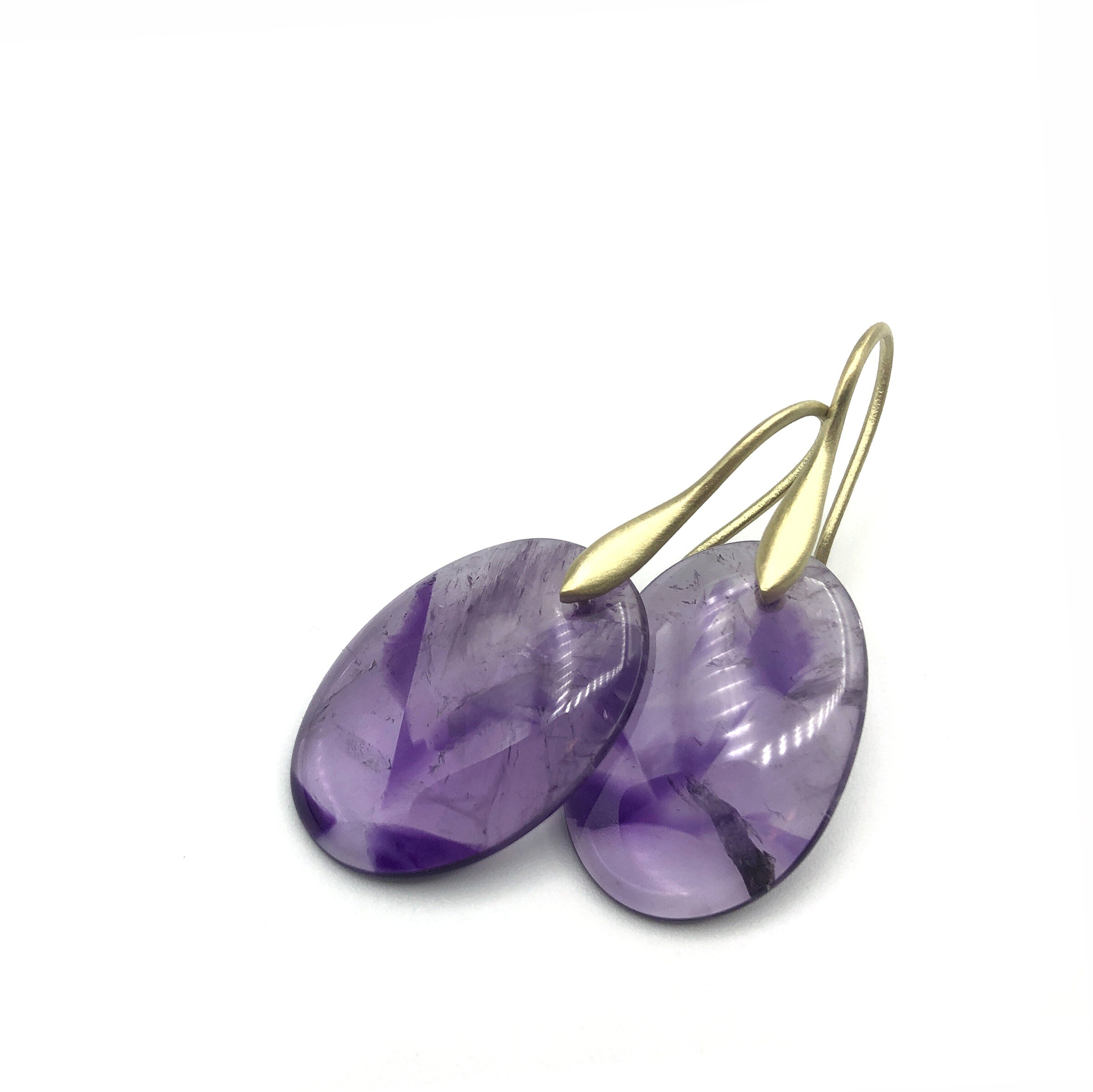 Oval Amethyst Formation Earrings