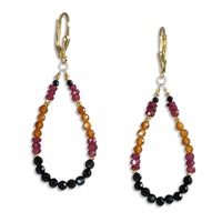 Ruby, Black Spinel, Hessonite Earrings