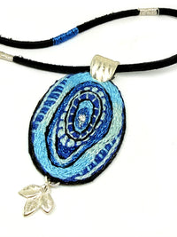 Blue Embroidered Pendant