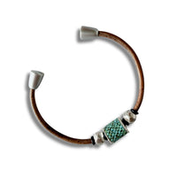 Slim Leather Turquoise Bead Bracelet