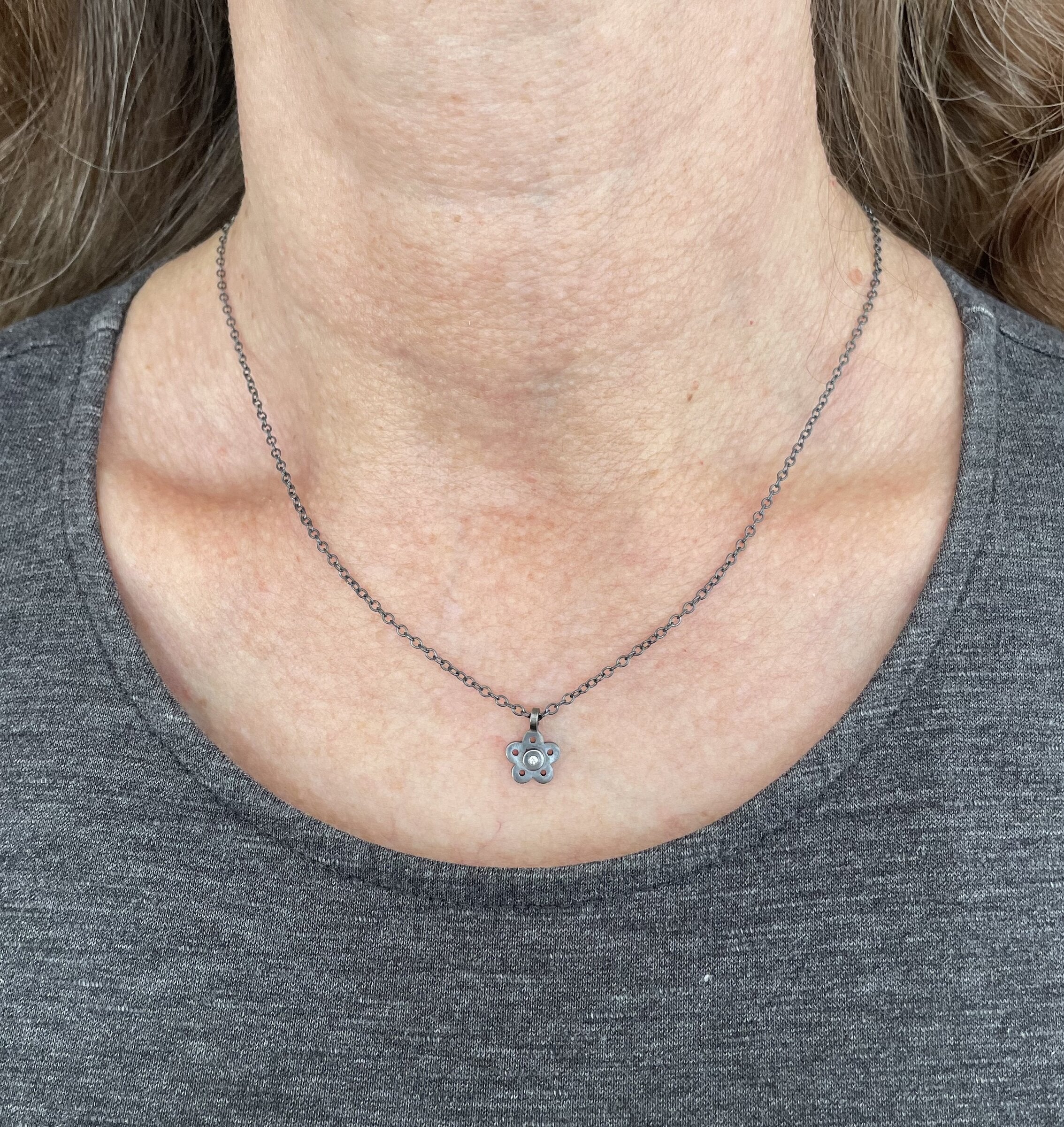 Diamond Flower Pendant