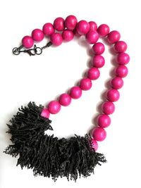 Hot Pink & Black Long Necklace