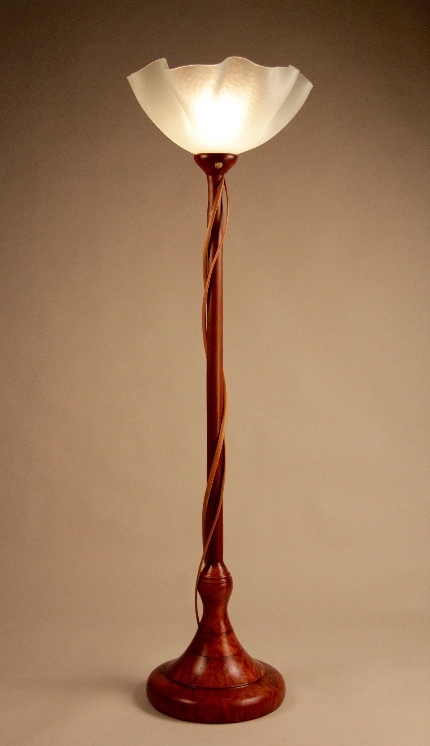 Bubinga Mini Torchiere with Walnut Tendrils