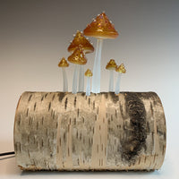 Birch Fairy Mushroom Log Lamp