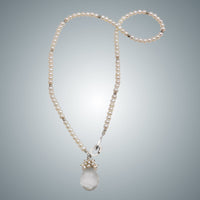 Freshwater Pearl, Crystal Quartz Teardrop & Silver Necklace