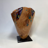 Juniper Vase with Dichroic Glass and Turquoise