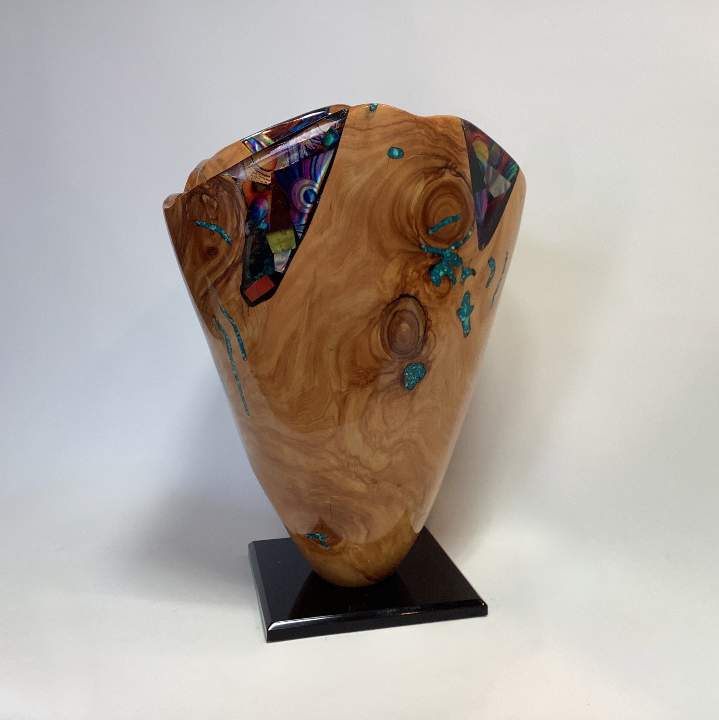 Juniper Vase with Dichroic Glass and Turquoise